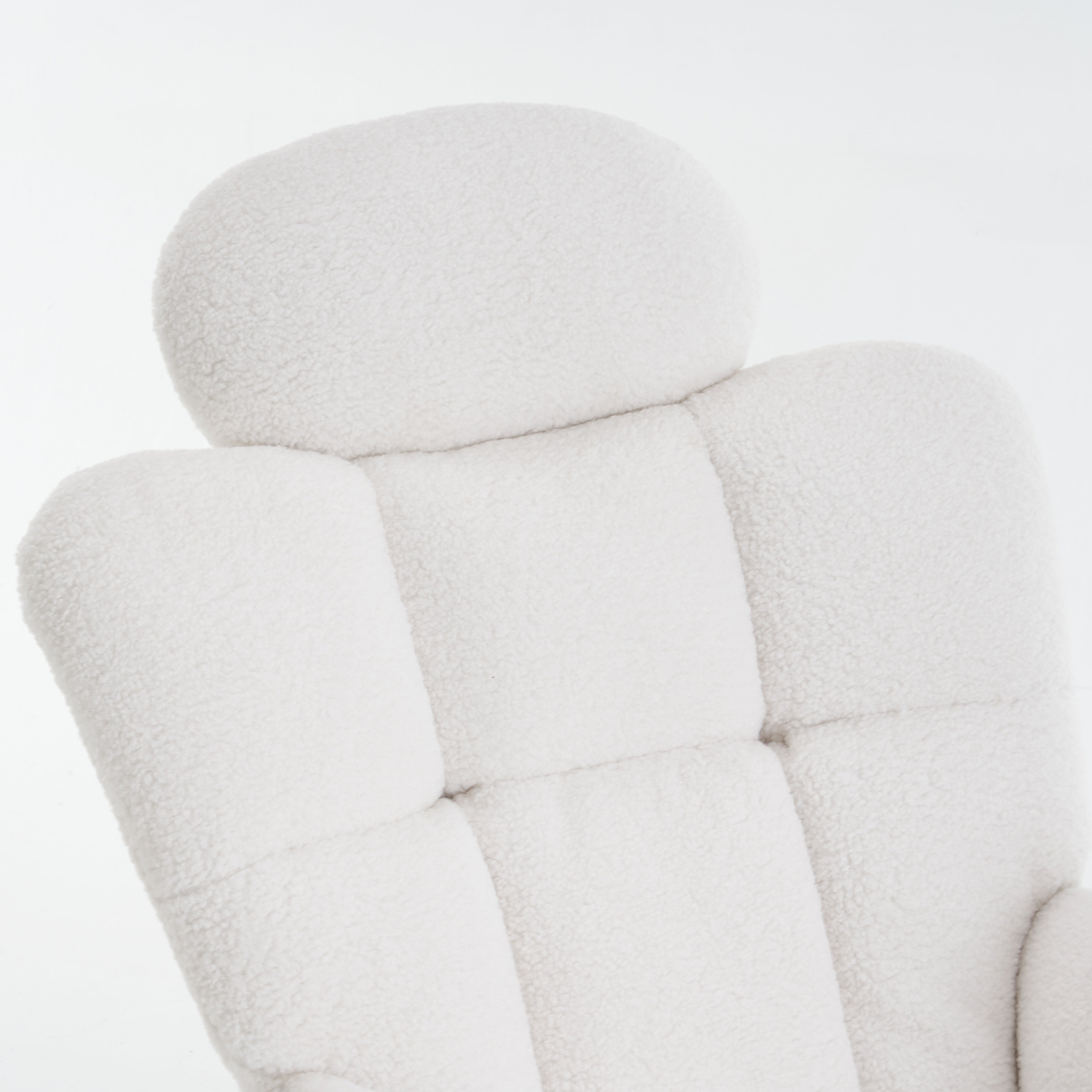 Soft Teddy Rocking Chair with Padded Seat, Tufted Upholstered - Ivory White
