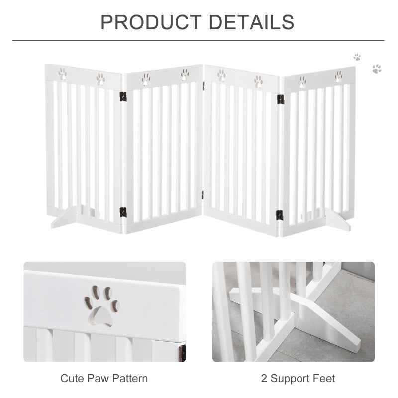 Wooden Pet Gate, Freestanding Foldable Dog Barrier with Support Feet