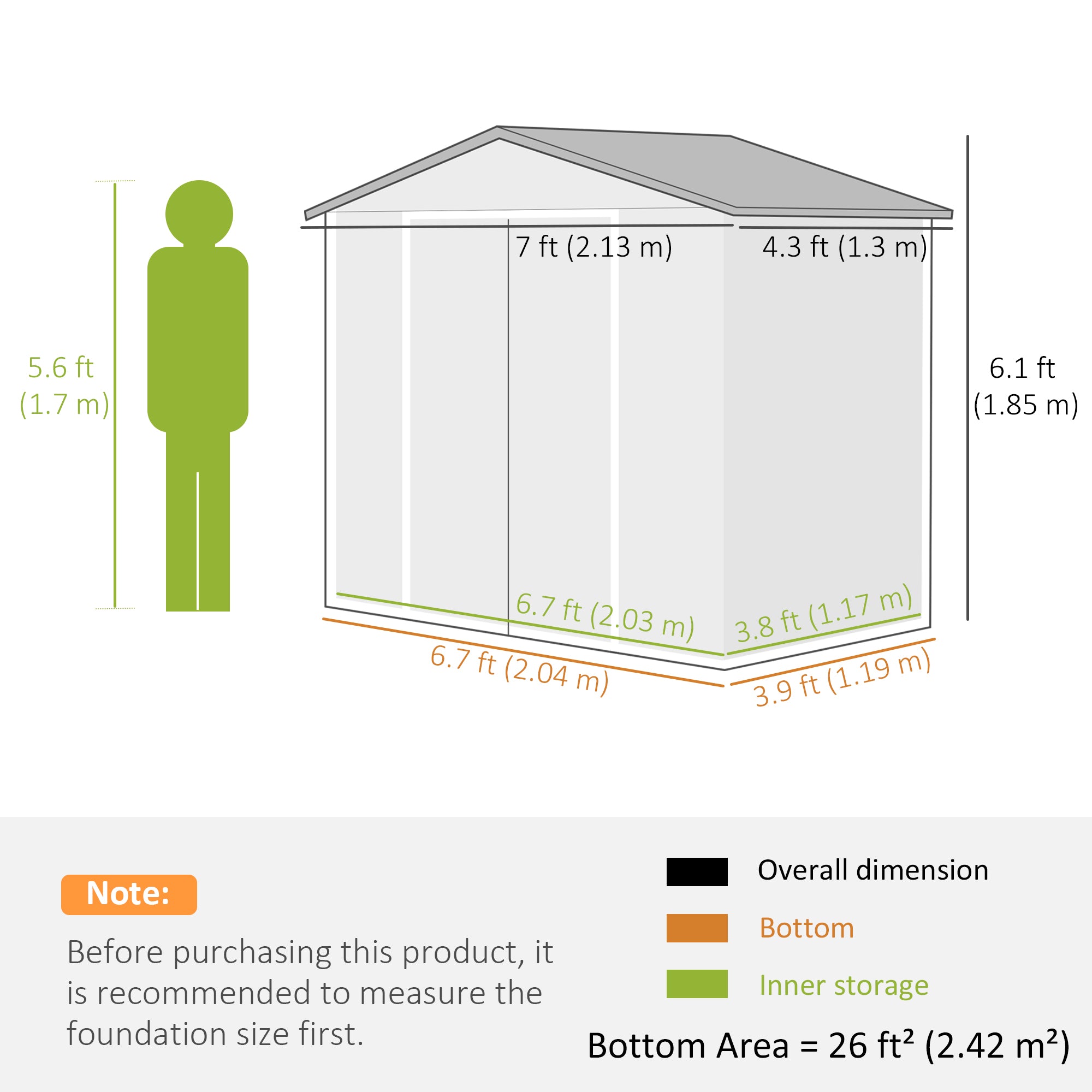 Metal Garden Storage Shed with Vents, Floor Foundation Kit, Lockable Double Doors, Light Brown