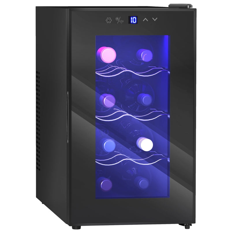 Mini Table Top Wine Fridge, 8 Bottle 17L, 8-18¡æ Quiet, Glass Door LED Light Digital Touch Screen
