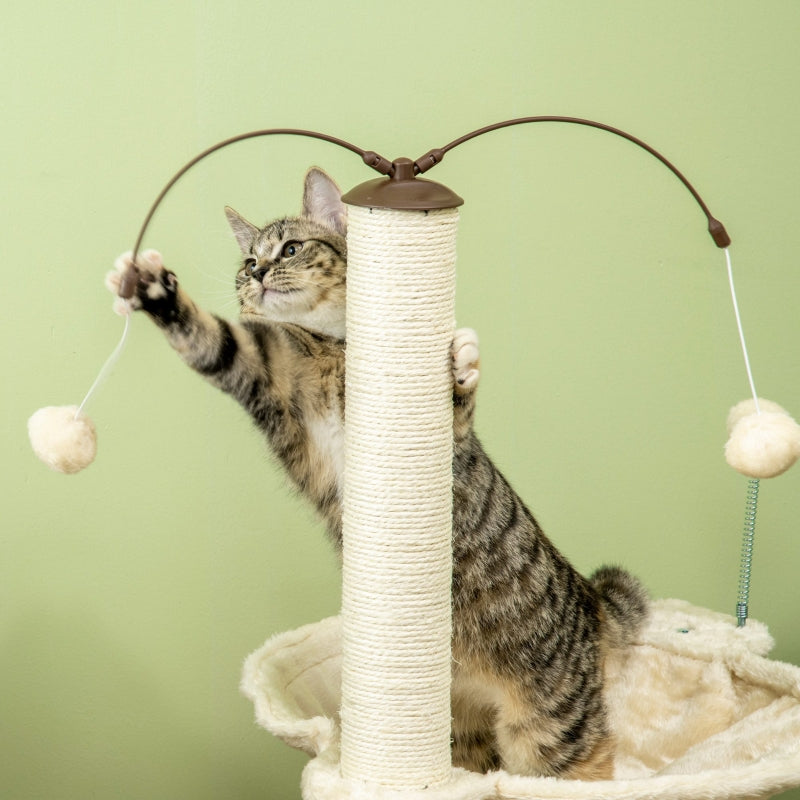 Cat Tree, Scratching Posts, Hammock, Toy Ball - Beige