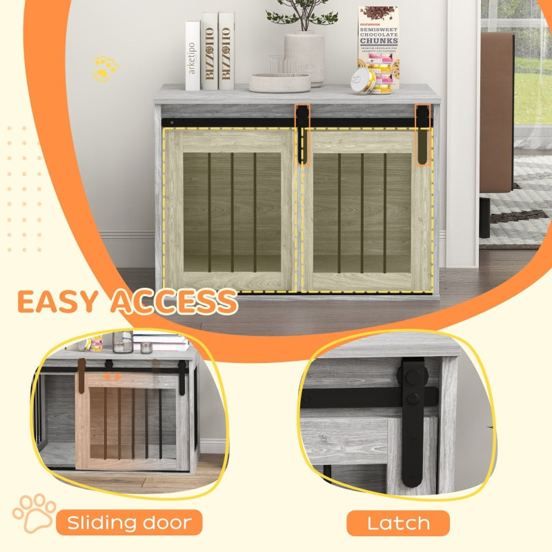 Dog Crate Furniture with Removable Cushion - Grey