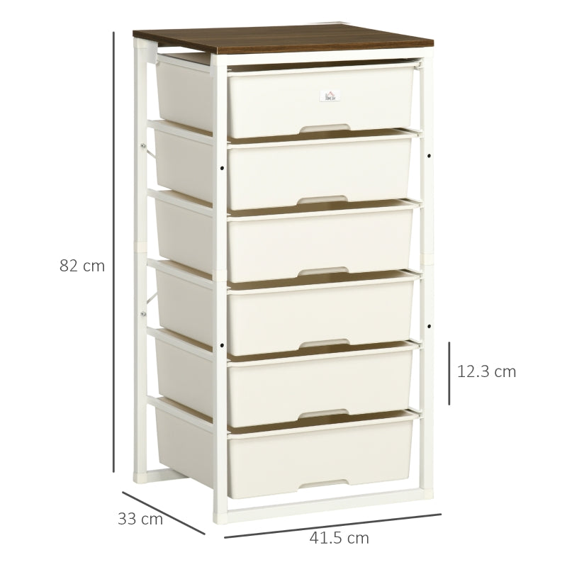 Bedroom Chest of Drawers, 6-Drawer Dresser Tall Storage, White
