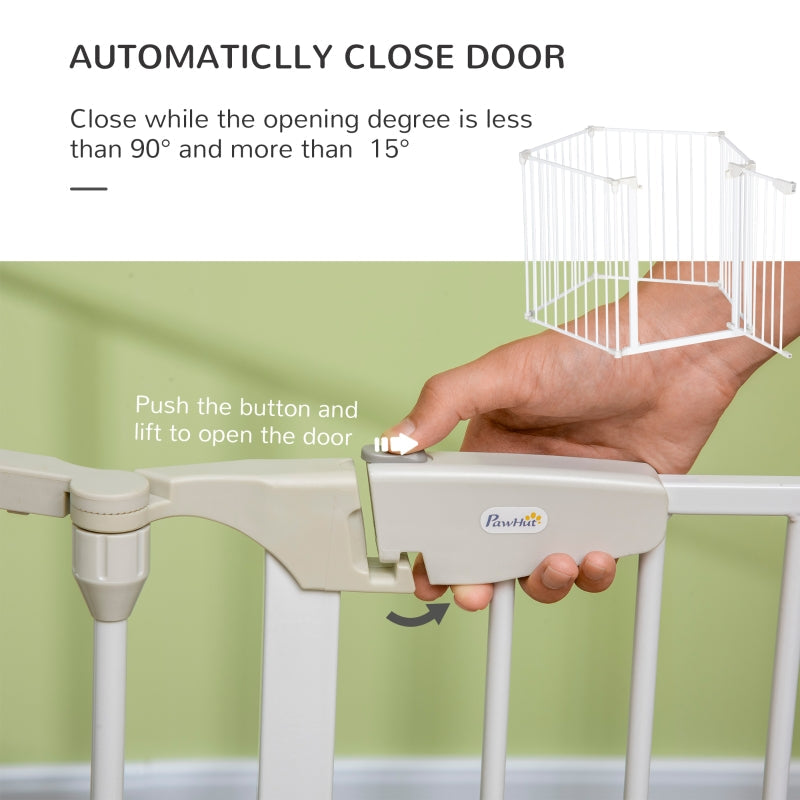 Pet Playpen Metal Fence with Walk Through Door - White