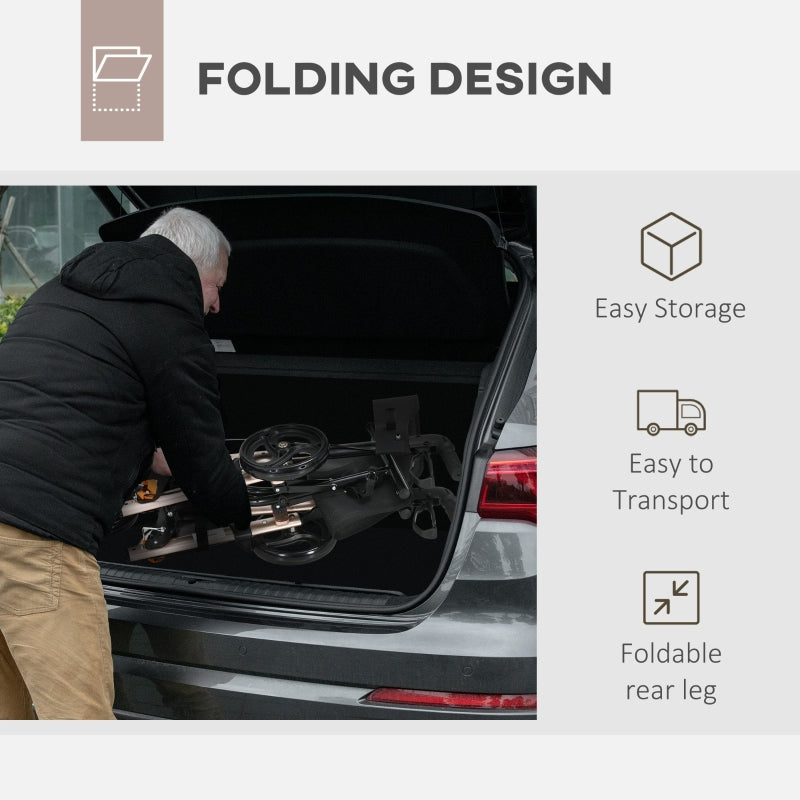 4 Wheel Rollator, Folding Mobility Walker with Seat and Brakes, Lightweight Aluminium, Gold Tone