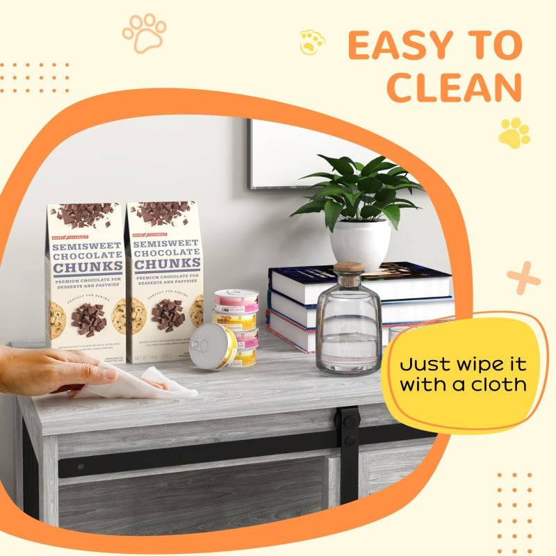 Dog Crate Furniture with Removable Cushion - Grey