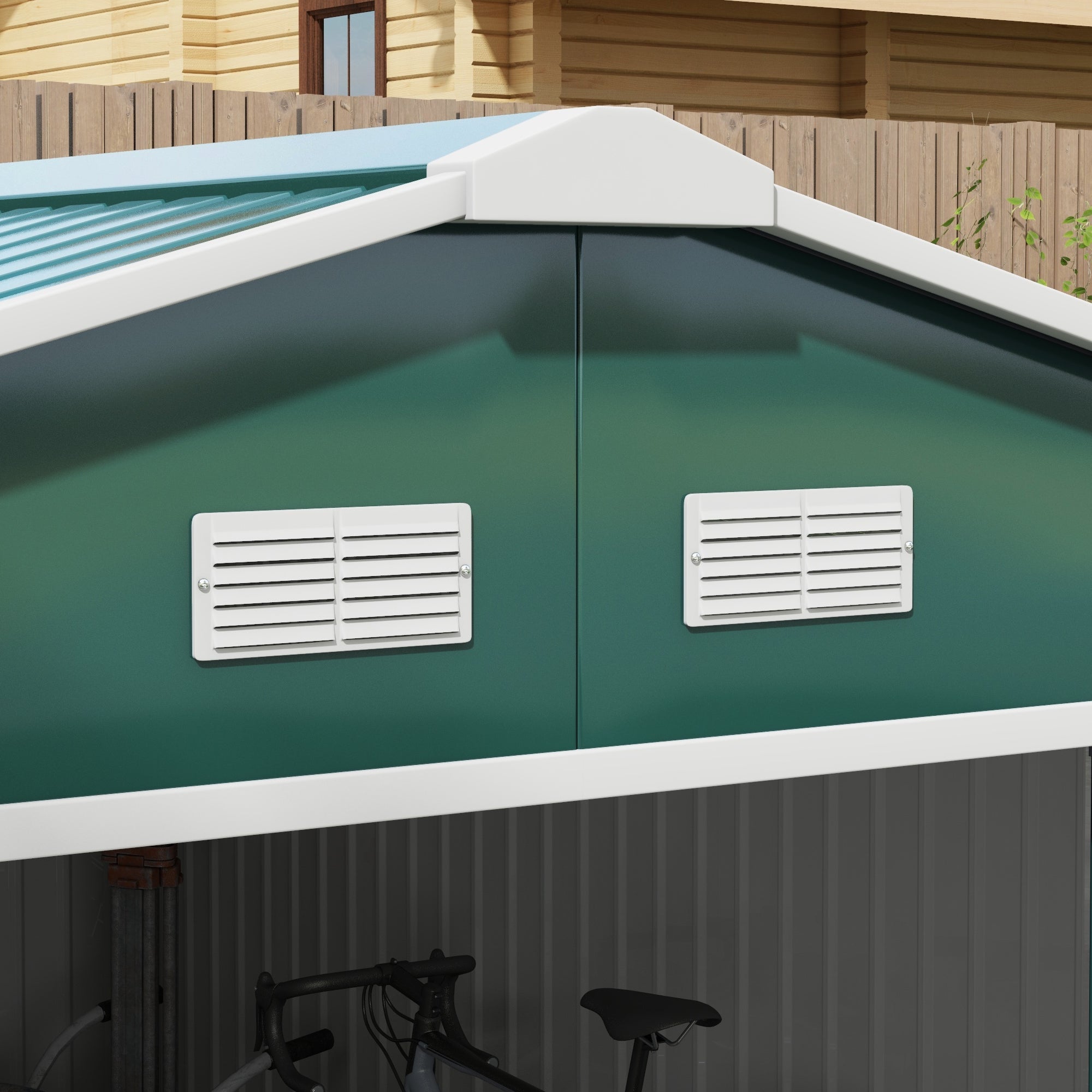 Steel Sliding Door Storage Shed 12.5 x 11.1ft - Green