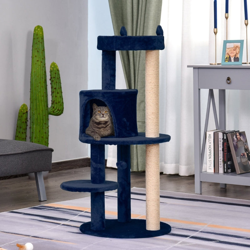 Cat Tree, Cat Condo Activity Centre with Scratching Posts, Plush Perches, Hanging Ball - Blue