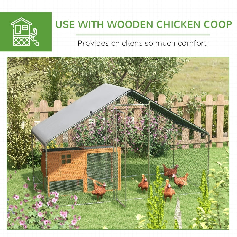 Large Chicken Coop, Galvanised Walk In Hen House, Water-Resist Cover