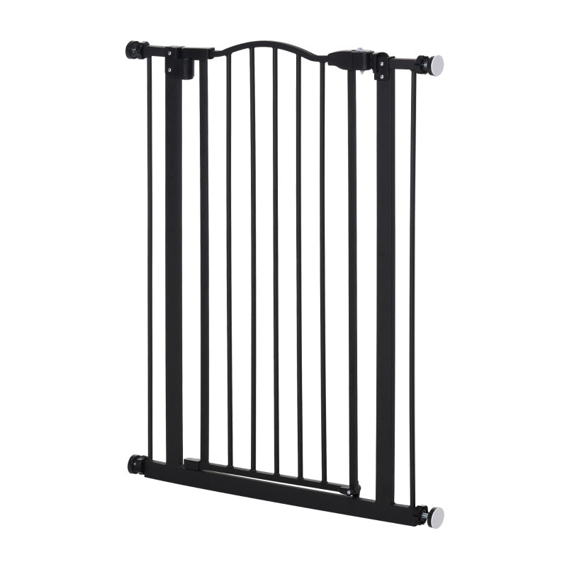 Pressure Fit Dog Stair Gate, Auto Close Adjustable 74-80cm, 94cm Tall, Black