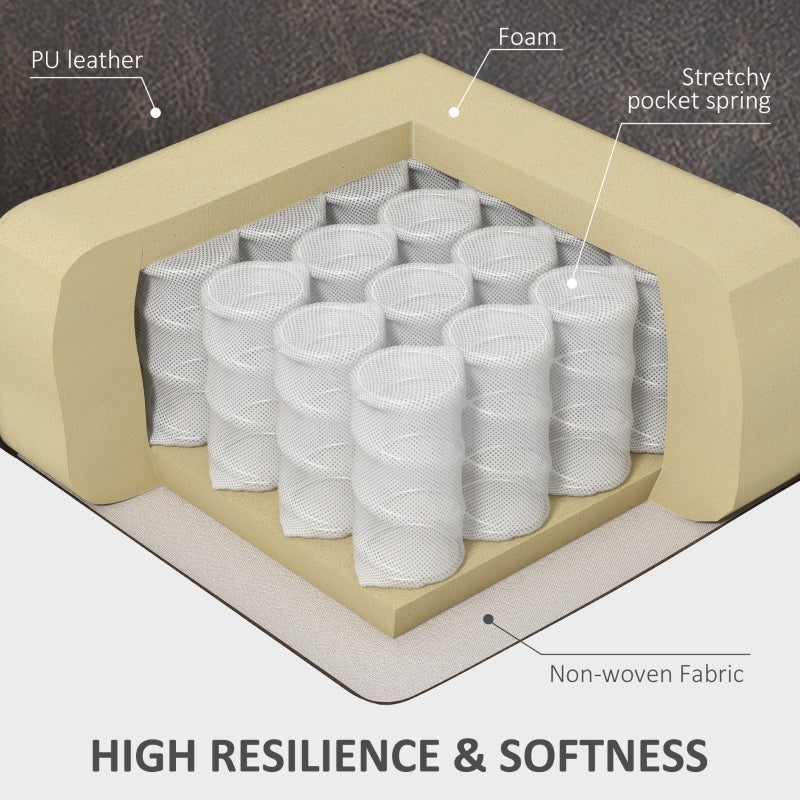 Manual Reclining Chair with Footrest, Cup Holders, Faux Leather Brown