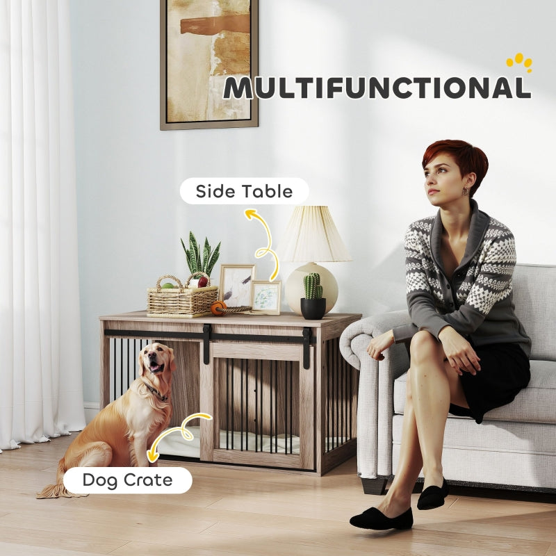 PawHut Dog Crate Furniture with Removable Cushion - Brown