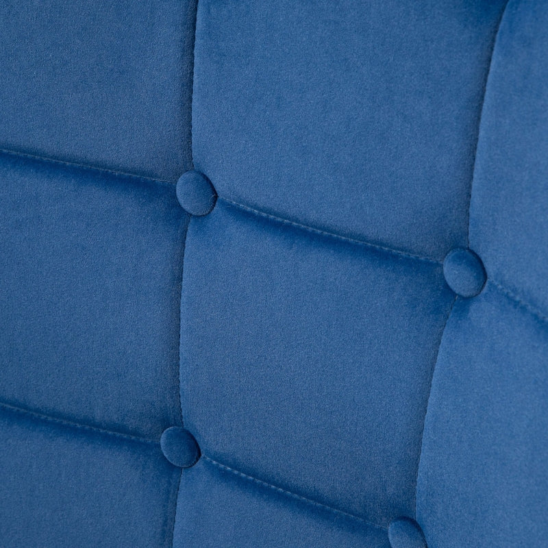 Modern Armchair with Footstool, Upholstered Accent Chair with Steel Legs, Dark Blue Velvet