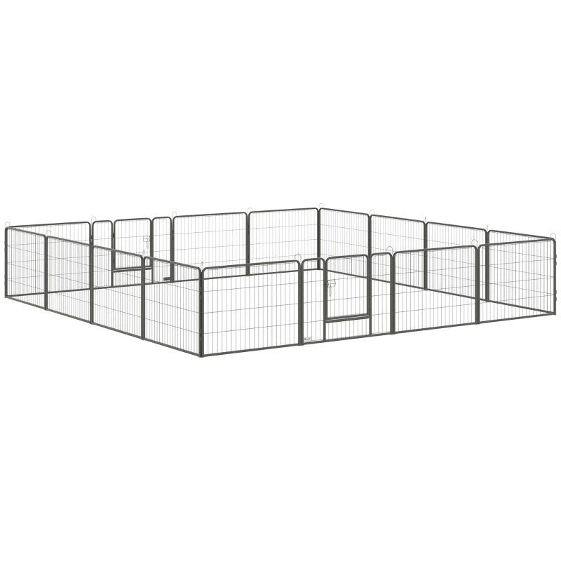 Puppy Playpen 16 Panels Heavy Duty, Small Dogs Indoor Outdoor - Grey