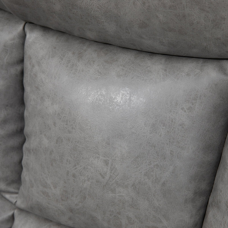 Recliner Armchair Thick Padded Faux Leather - Light Grey