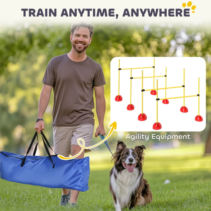 Dog Agility Equipment 4 Hurdle & Carry Bag, Yellow