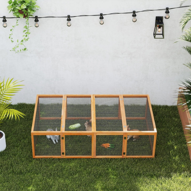 Rabbit Hutch Cage 6ft, Wire Mesh, Openable Roof, Natural Wood Finish