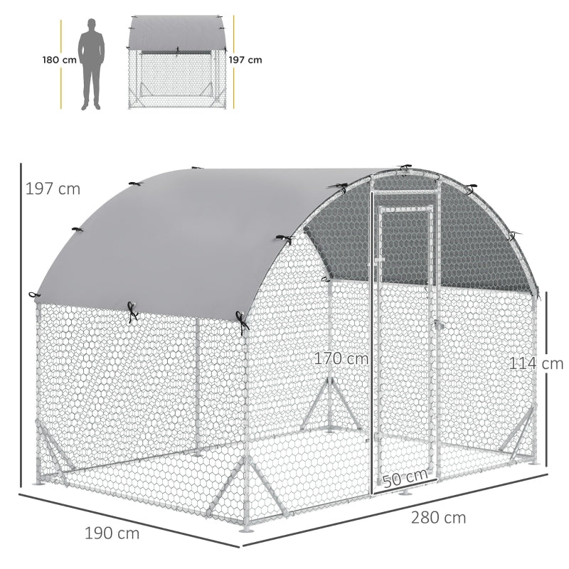 Walk In Chicken Run, Galvanised Coop Hen Poultry House, Water-Resist Cover