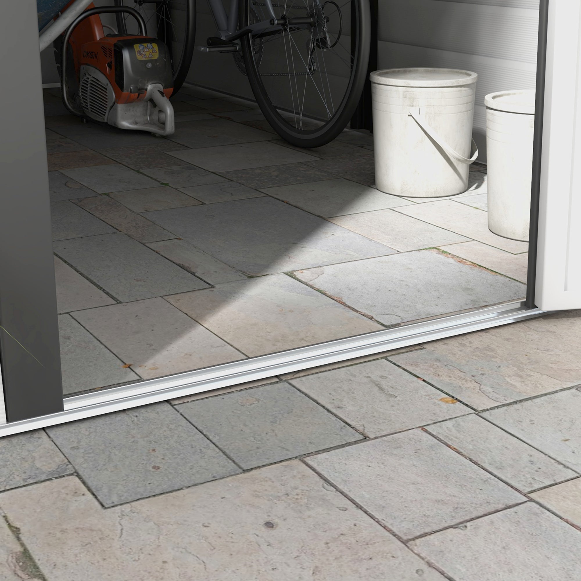 Metal Outdoor Garden Shed, Galvanised Tool Storage w/ Sloped Roof, Lockable Door, Dark Grey