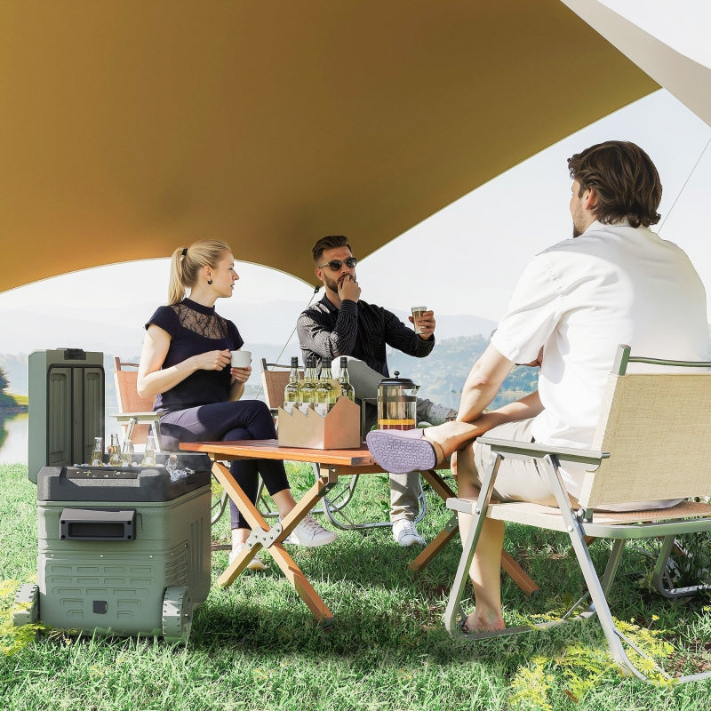 33L Camping Fridge Freezer Dual Zone Portable Car Electric Cool Box with Wheels and LED Light