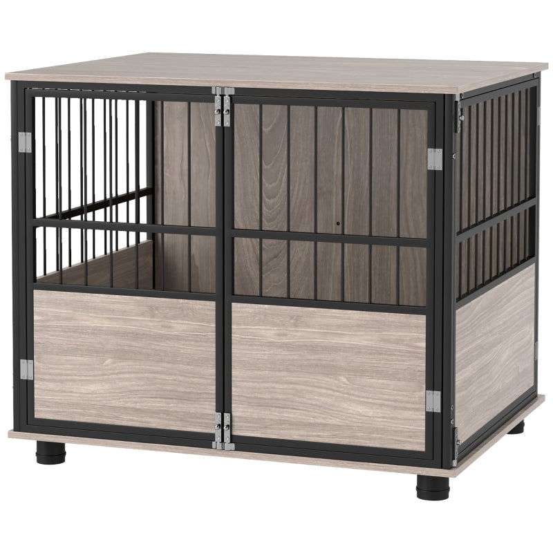 Furniture Style Dog Crate End Table Indoor 3 Doors, Soft Washable Cushion, 80cm