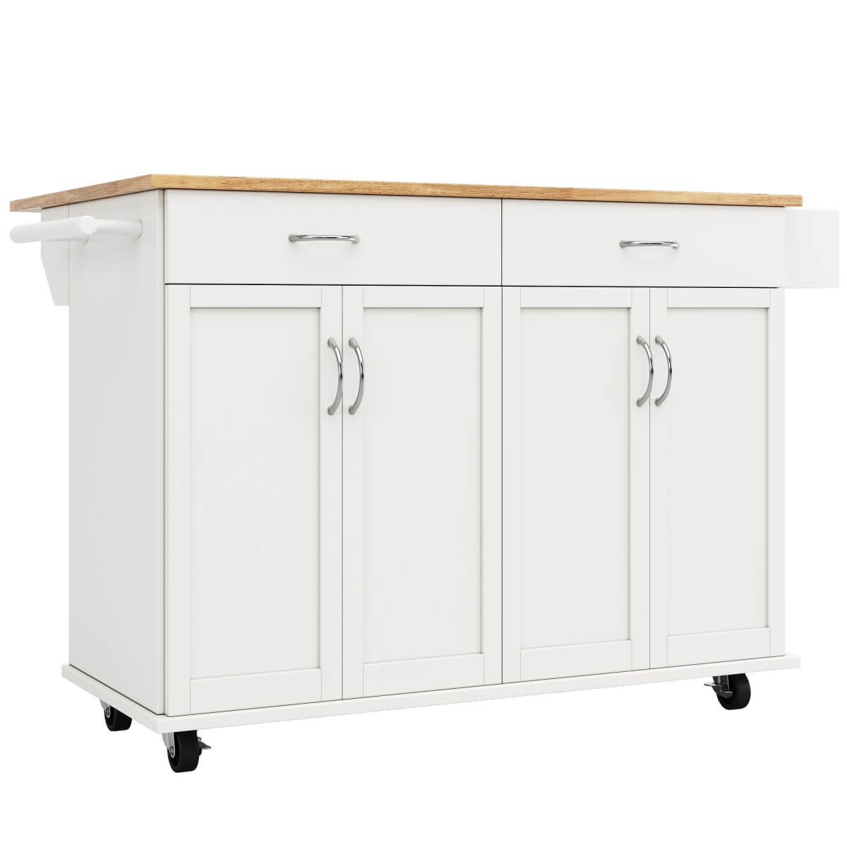 Kitchen Island Trolley with Storage — Rolling Cabinet with Drawers, Adjustable Shelf & Spice Rack