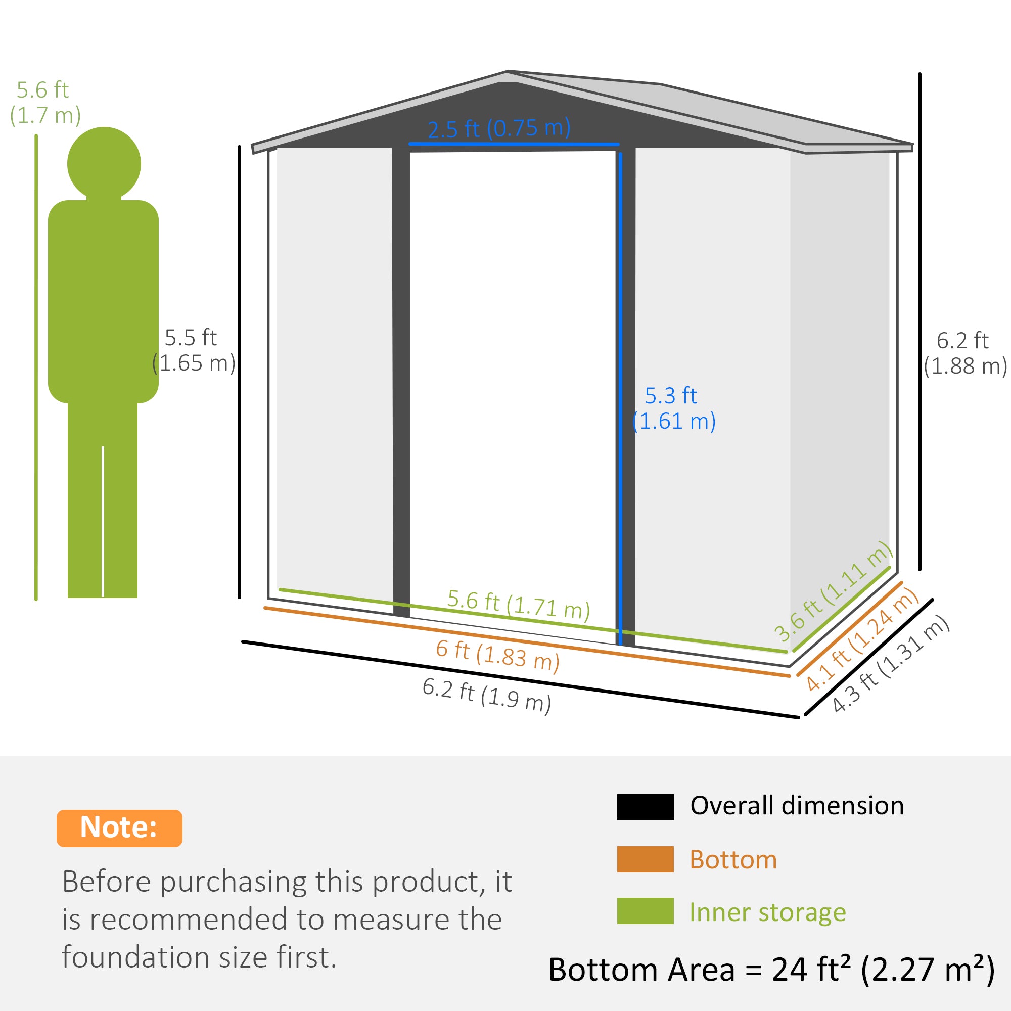 Garden Shed, 4 x 6ft Galvanised Steel with Lock and Gloves - Oak