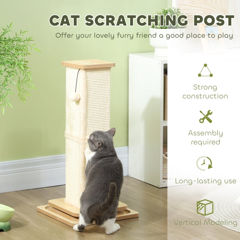Cat Scratching Post 3-in-1, 67cm w/ Track Ball Toy, Oak Tone