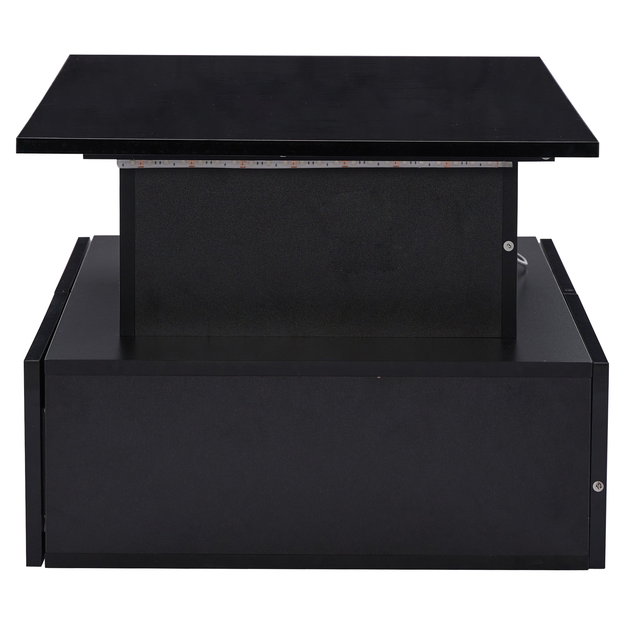 LED High Gloss Coffee Table, 4 Drawers, Lift Top, Storage, Rectangular, Black