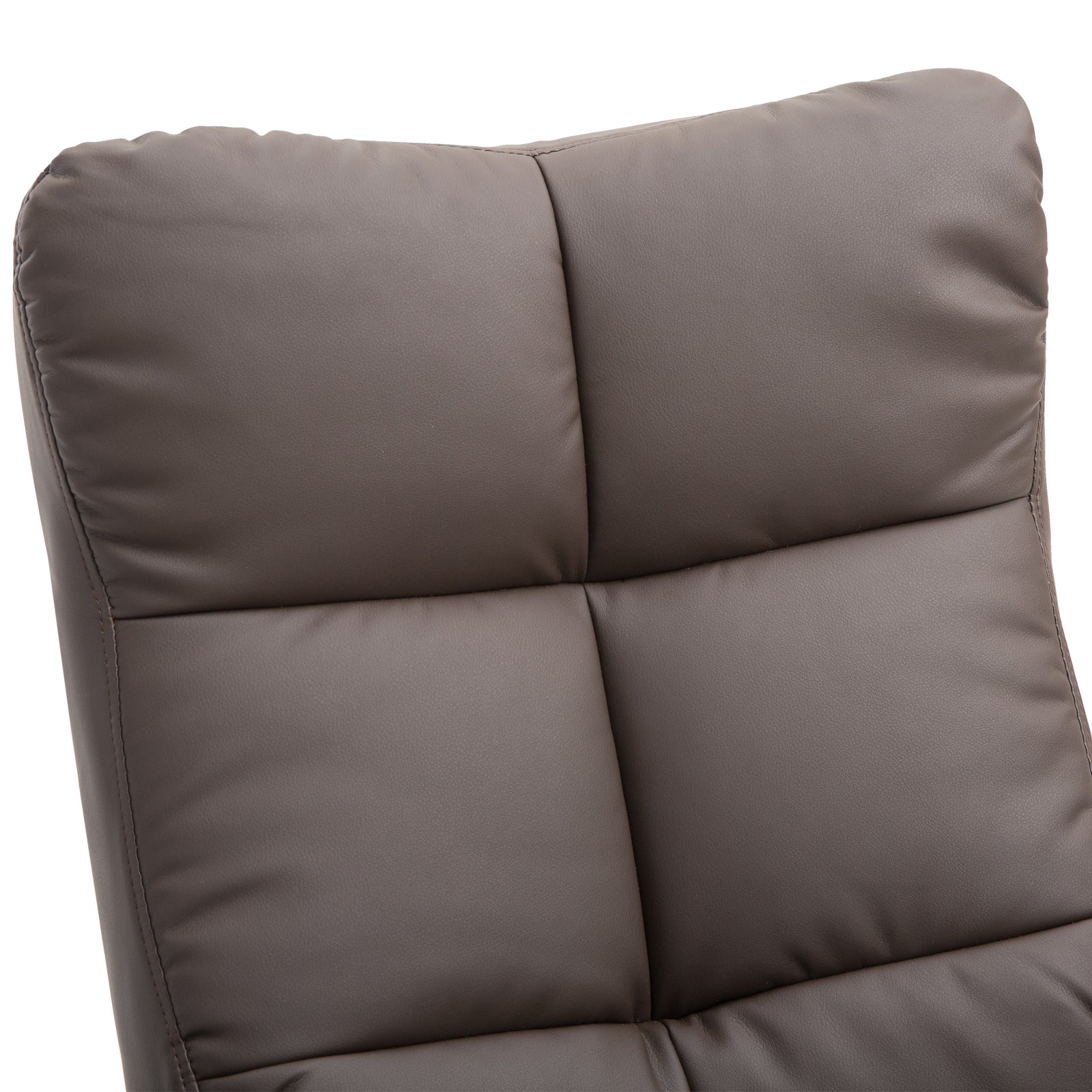 Recliner Armchair, Swivel Reclining Chair with Storage Ottoman, Faux Leather Brown