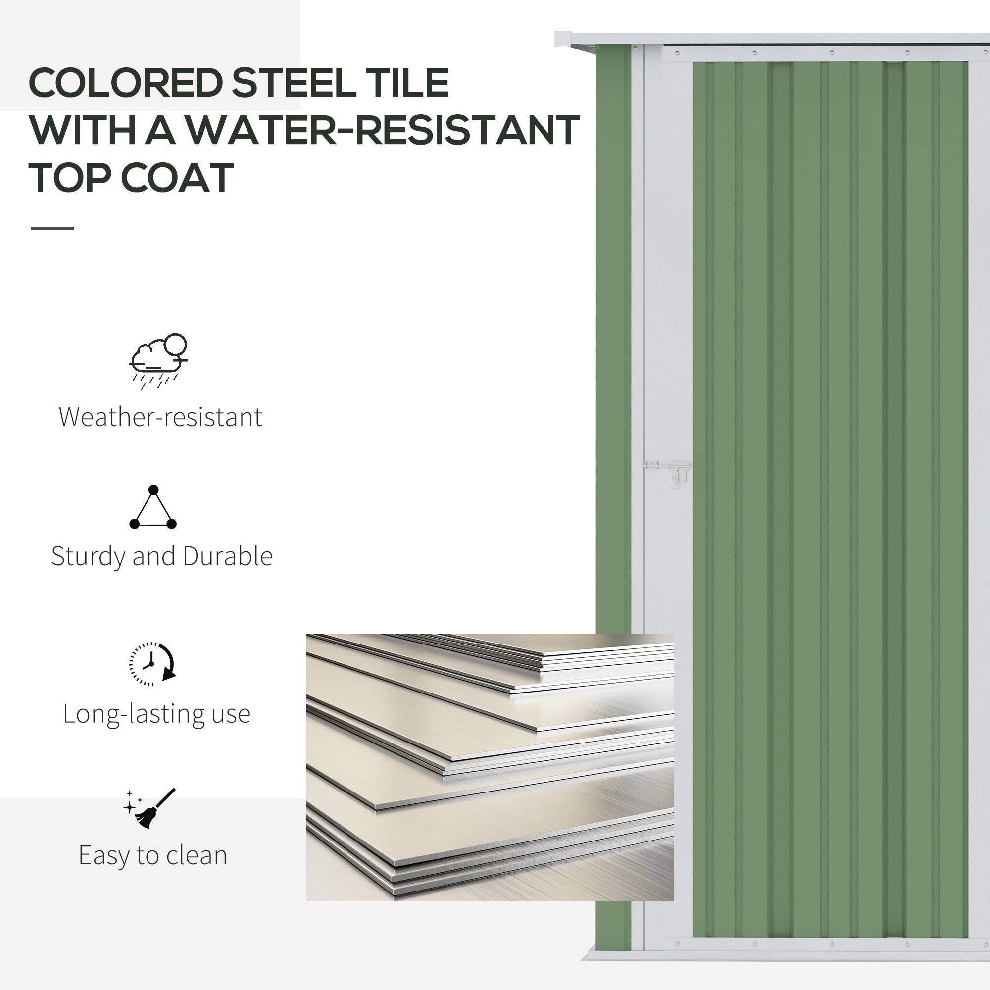 5ft x 3ft Metal Garden Storage Shed, Outdoor Tool Shed with Sloped Roof, Lockable Door - Light Green