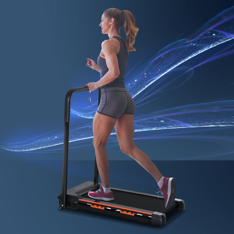 Steel Folding Motorized Home Treadmill, LCD Monitor, Black