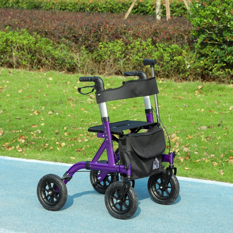 Folding Rollator Walker - Lightweight, All-terrain, Adjustable, Purple