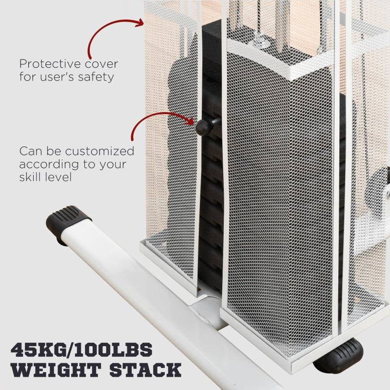 Multifunction Home Gym Weight Training Workout Station, White