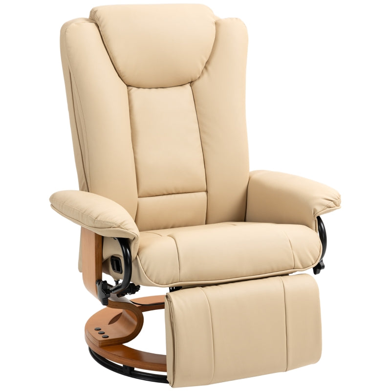 Faux Leather Recliner Chair - Beige