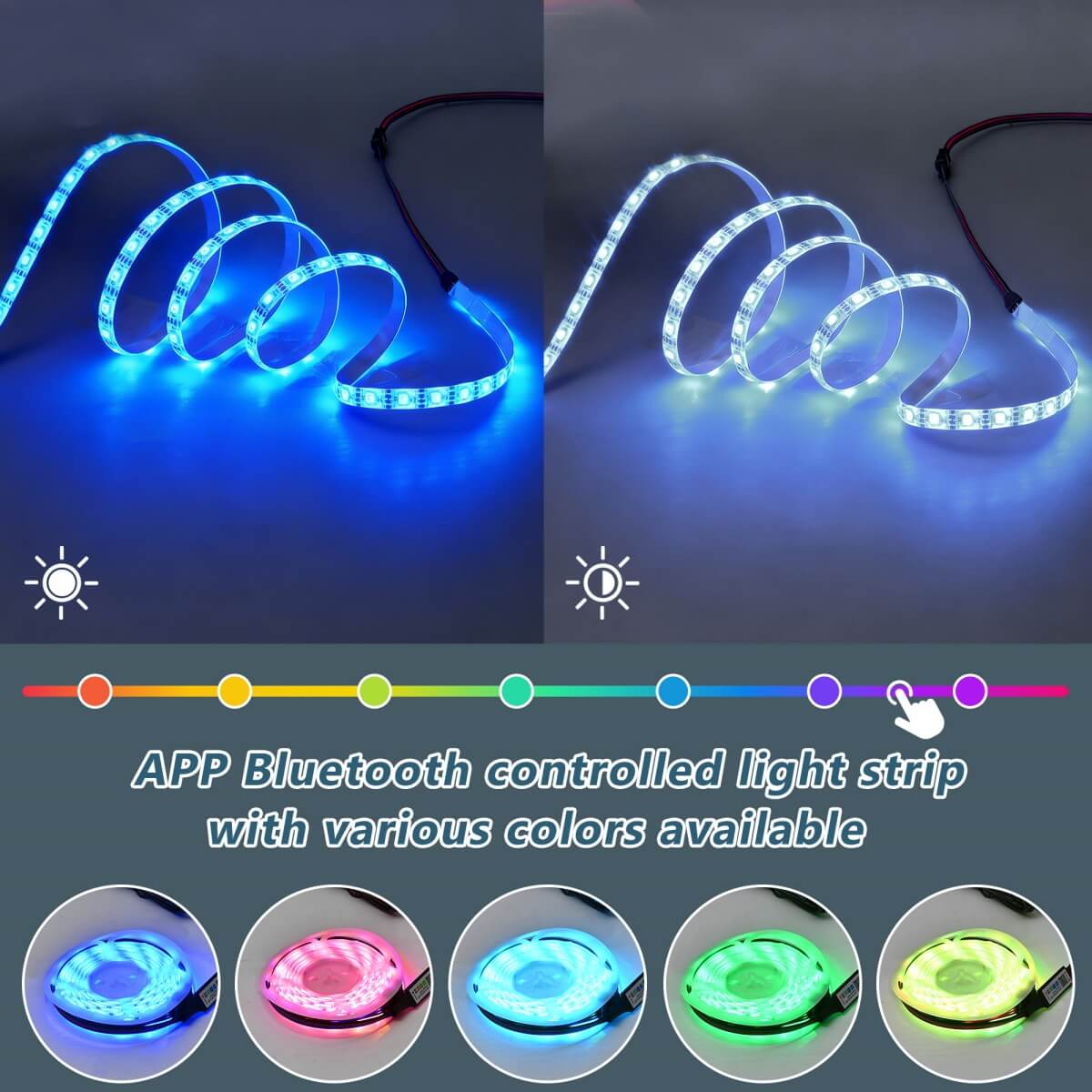 Black High Gloss Coffee Table with 360° Rotating Top & LED